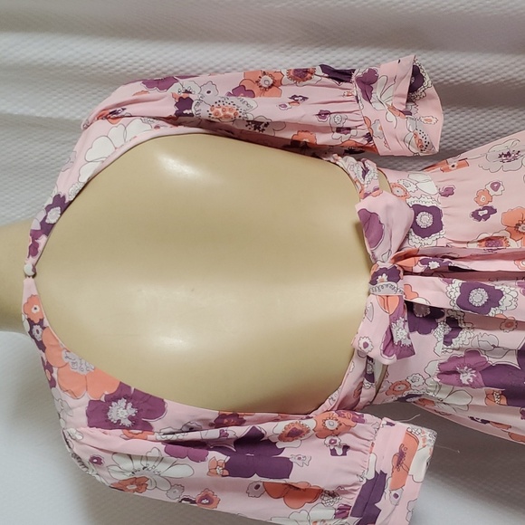 For Love & Lemons Magnolia Maxi Dress In 70’s Pink Floral Print Size XS Fits S - Picture 7 of 13